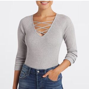 Lety & Me Walker Fitted Sweater Grey Medium NWT STITCH FIX